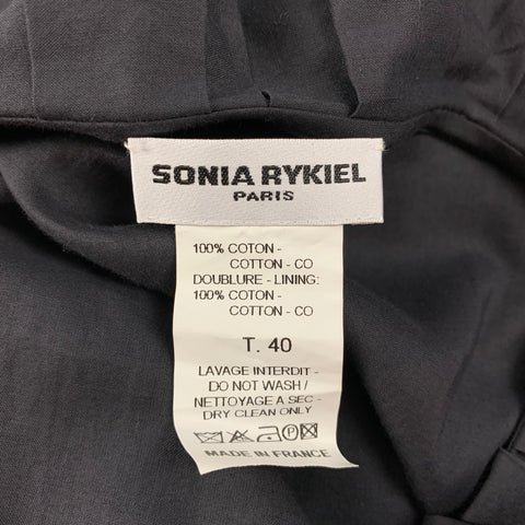 SONIA RYKIEL Size 4 Slate Black Cotton Applique Sleeveless Dress