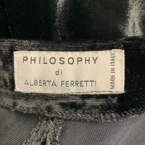 PHILOSOPHY Size 4 Black Velvet Wide Leg Casual Pants