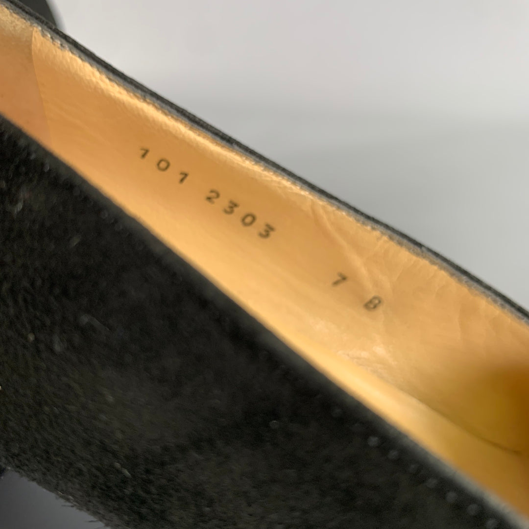 GUCCI Size 7 Black Suede Square Toe Pumps