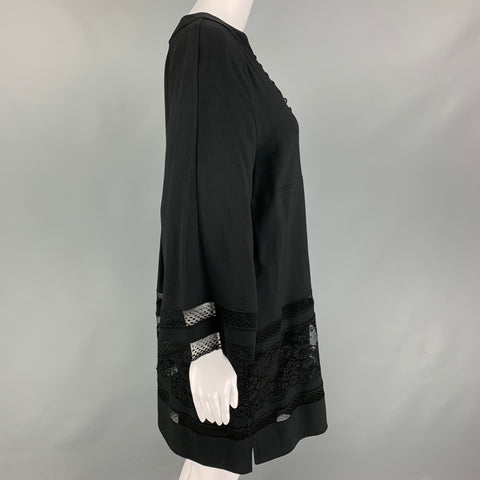 CHLOE Size 6 Black Acetate Blend Lace 3/4 Sleeves Dress
