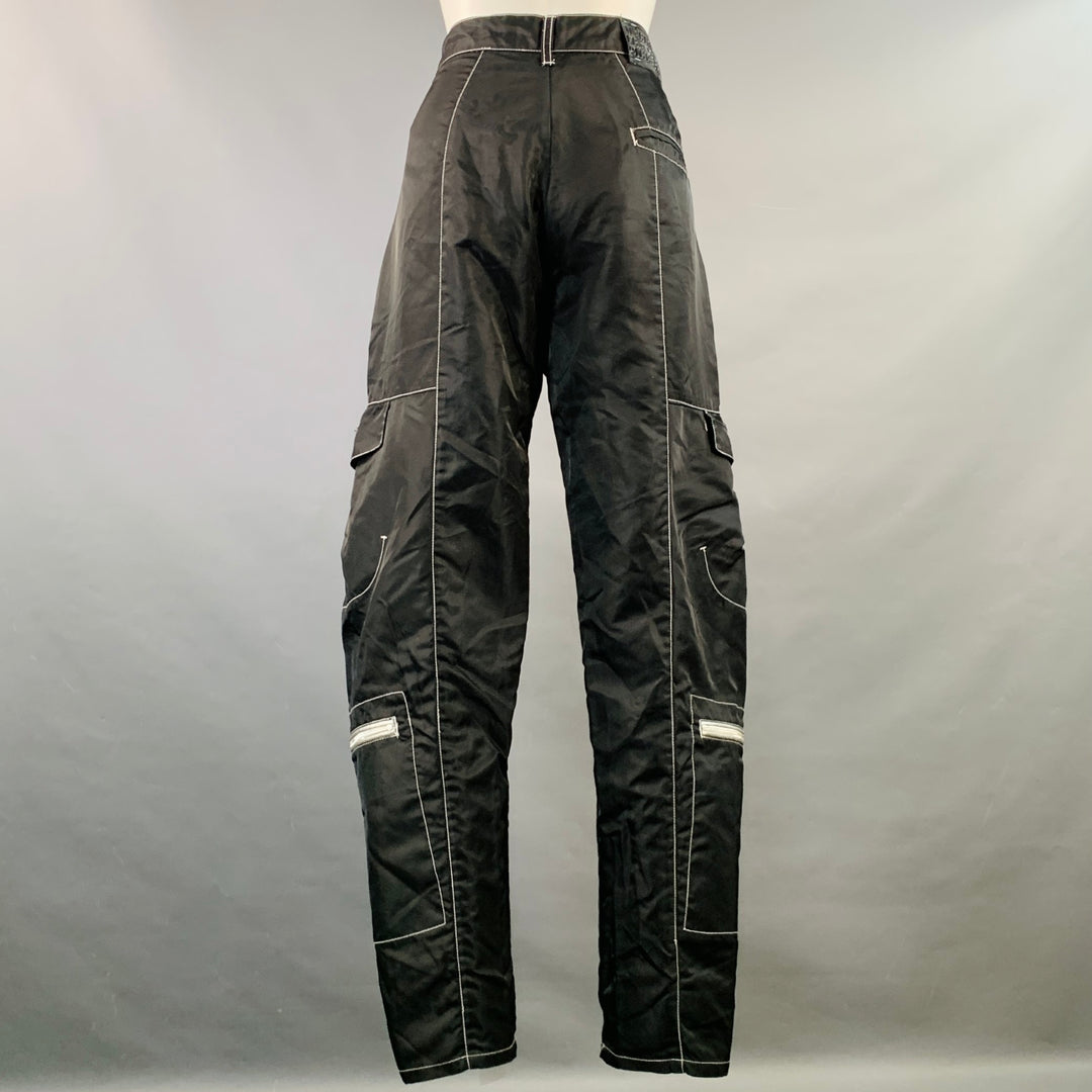 MARITHE+FRANCOIS GIRBAUD Size 28 Black White Nylon Contrast Stitch Cargo Casual Pants