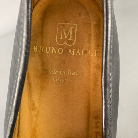 BRUNO MAGLI Size 10 Black Gold Leather Loafers