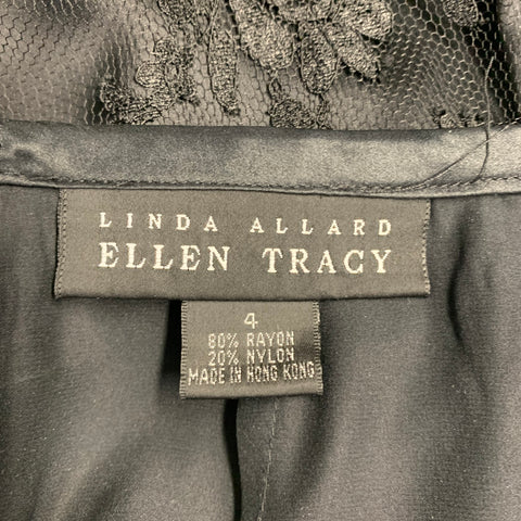 ELLEN TRACY Size 4 Black Rayon Blend Pencil Skirt