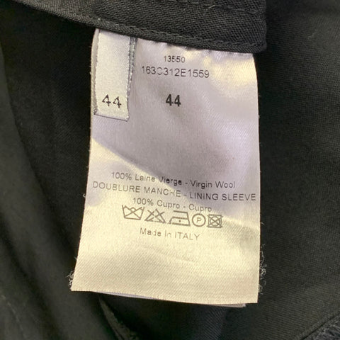DIOR HOMME Taille 34 Manteau ceinturé en laine vierge noire et grise avec liseré contrastant