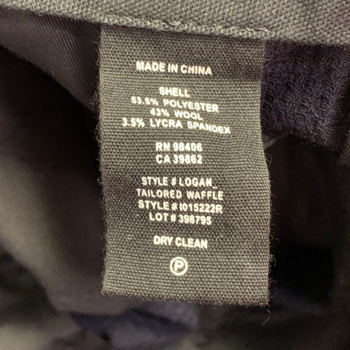 THEORY Size 34 Logan Navy Waffle Textured Polyester Blend Tapered Dress Pants