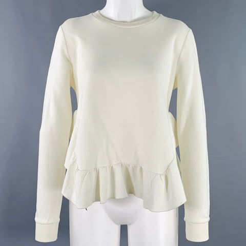 STELLA McCARTNEY Size 2 Cream Cotton Blend Ruffled Long Sleeve Casual Top