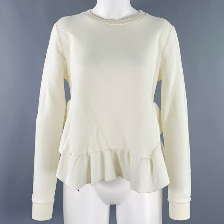 STELLA McCARTNEY Size 2 Cream Cotton Blend Ruffled Long Sleeve Casual Top