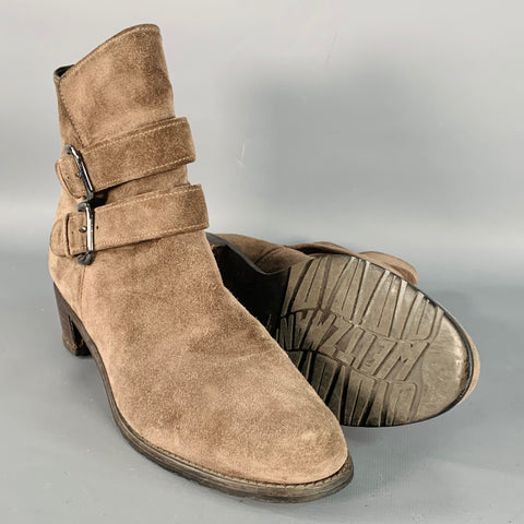 STUART WEITZMAN Size 9.5 Brown Suede Buckle Ankle Boots