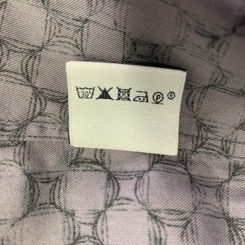 HERMES Size L Purple Black Geometric Cotton Button Up Long Sleeve Shirt