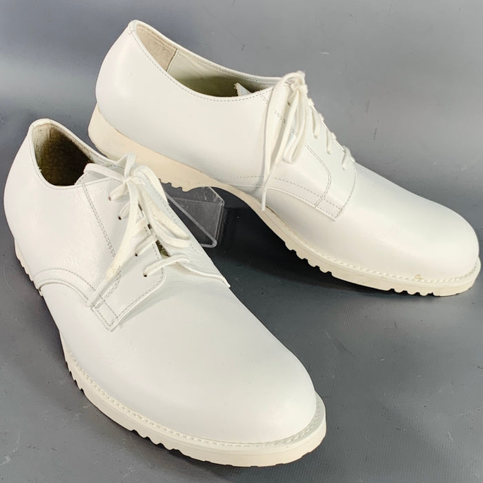 COMME des GARCONS Size 7 White Leather Lace-Up Shoes
