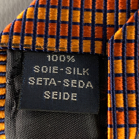 FACONNABLE Orange Gold Rectangles Silk Tie