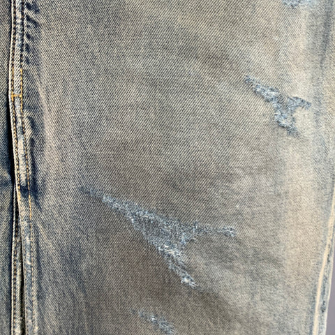 BALENCIAGA Size 2 Blue Mud Wash Cotton Denim Maxi Skirt