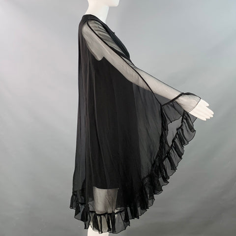ANNE FONTAINE Size M Ballet Black Polyester Blend Cape Knee Length Dress