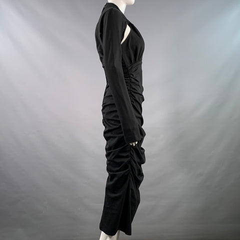 DOLCE & GABBANA Size 8 Black Viscose Blend Ruched Bodycon Cutout Cocktail Dress