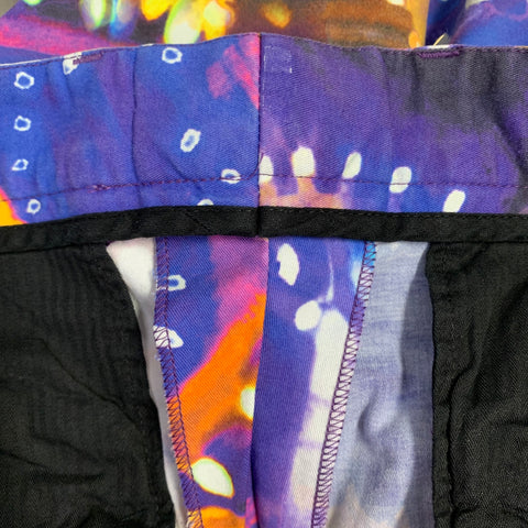 DOLCE & GABBANA Size 32 Purple Multi Color Print Cotton Blend Dress Pants