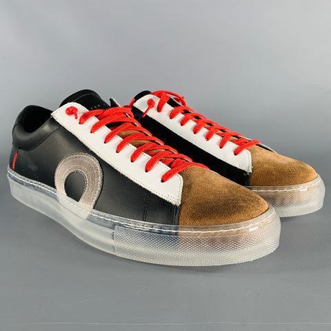 OLIVER CABELL Size 11 Black Multi Color Leather Color Block Lace-Up Sneakers