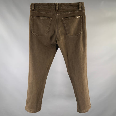 LORO PIANA Size 34 Brown Heather Cotton Blend Straight Casual Pants
