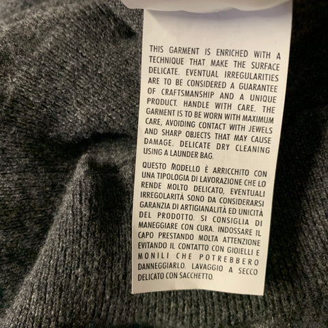 ALEXANDER MCQUEEN AW2017 Size L Grey Distressed Wool & Cashmere Crew Neck Sweater