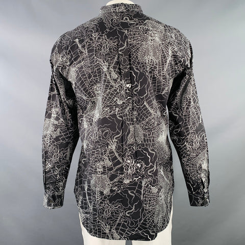 COMME des GARCONS BLACK MARKET Size XL Black White Skeleton Cotton Long Sleeve Shirt