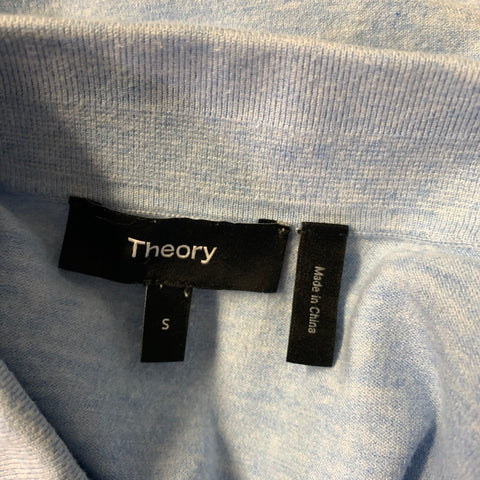 THEORY Size S Blue Light Blue Heather Spread Collar Polo