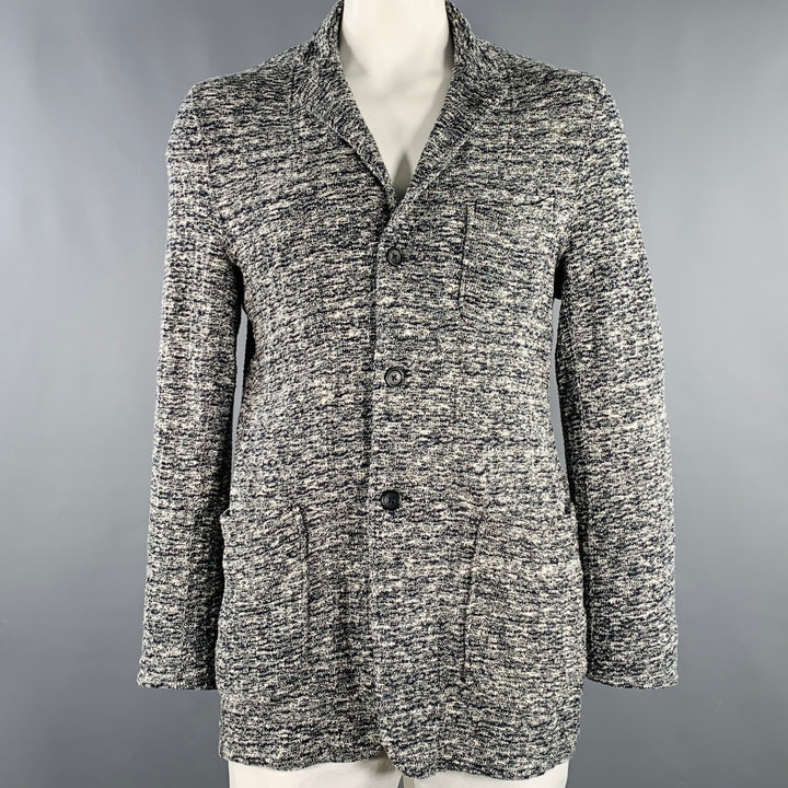 ENGINEERED GARMENTS Size L Black White Heather Cotton Blend Knit Cardigan