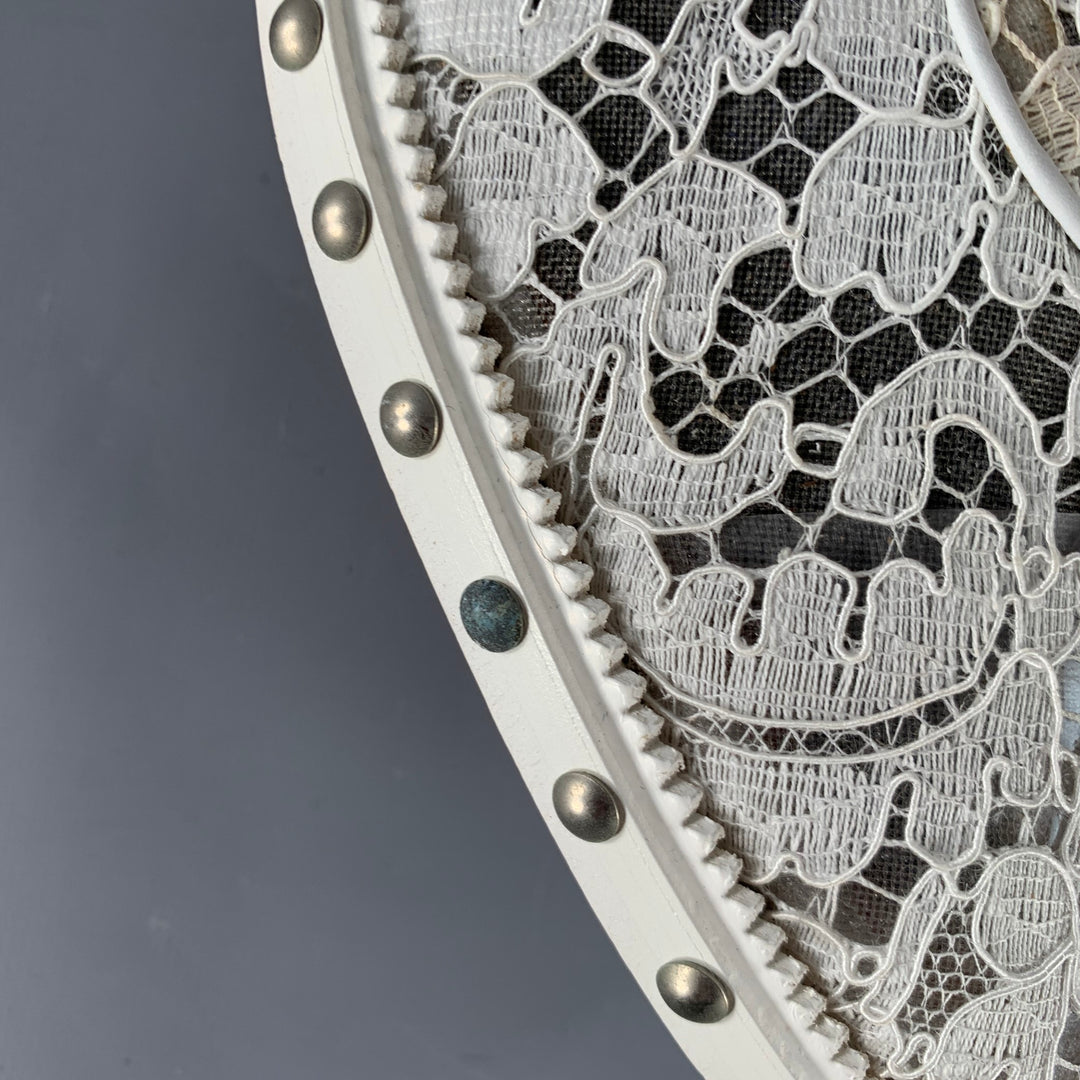 GIVENCHY Size 10 White Leather Lace Studded Derby Shoes