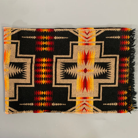 PENDLETON Black Tan Geometric Wool Scarf