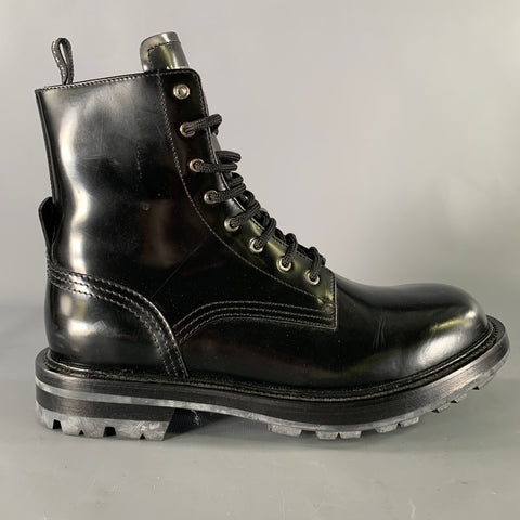 ALEXANDER MCQUEEN Size 8.5 Black Leather Lace Up Boots