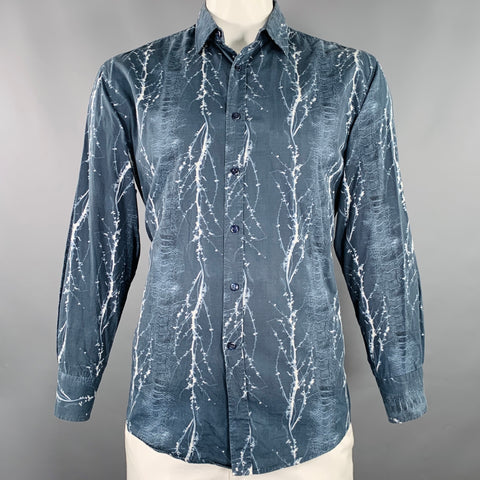 LIBERTY OF LONDON Size XL Navy White Abstract Cotton Long Sleeve Shirt