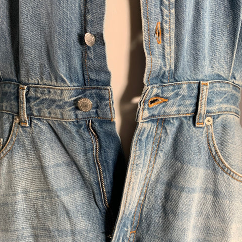 HAIKURE Size L Blue Light Blue Contrast Stitch Cotton Blend Jumpsuits & Overalls