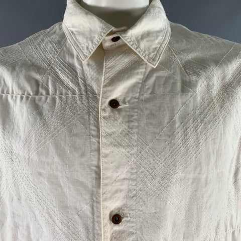 VISVIM Size L Ivory Stitched Linen Patch Pockets Jacket