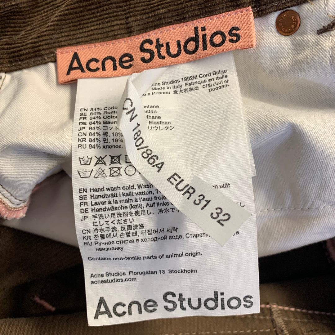 ACNE STUDIOS Size 31 Brown Corduroy Cotton / Elastane Jean Cut Casual Pants