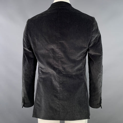 ETRO Size 38 Black Corduroy Cotton Blend Notch Lapel Sport Coat