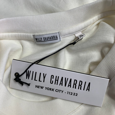 WILLY CHAVARRIA Size XL White Logo Cotton Oversized Sweatshirt