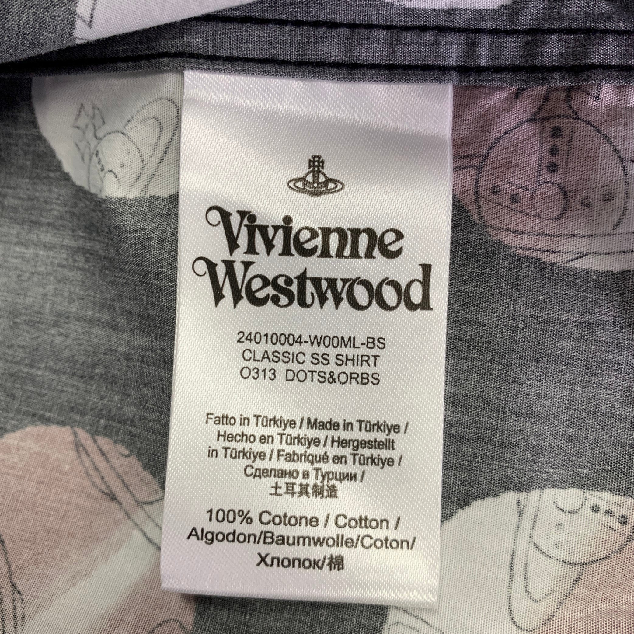 VIVIENNE WESTWOOD Size S Black White Brown Print Cotton Short