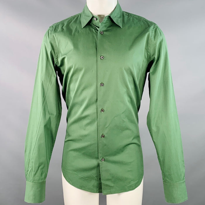 DSQUARED2 Size M Green Cotton Blend Spread Collar Long Sleeve Shirt