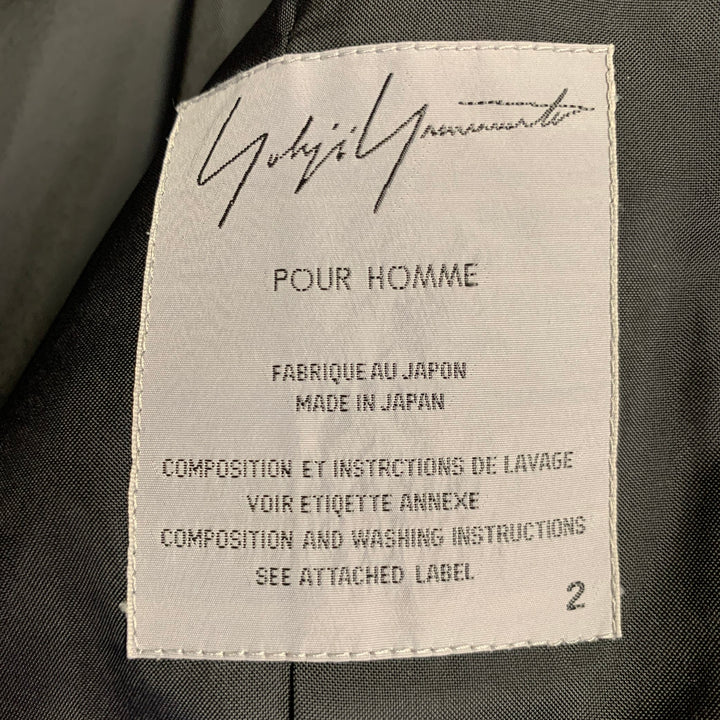 YOHJI YAMAMOTO Size M Black Wool Nehru Collar Tails Overcoat