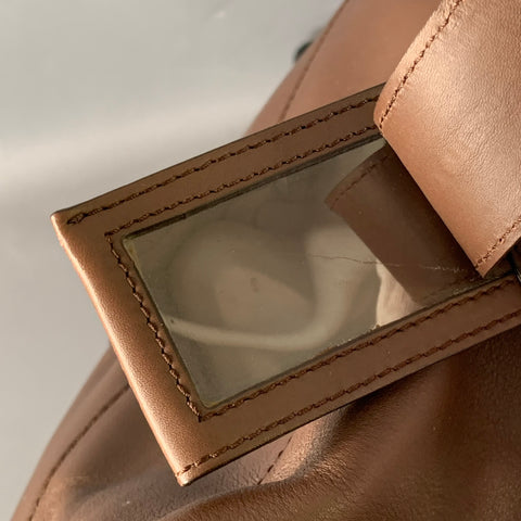 BRUNELLO CUCINELLI Chocolate Brown Leather Clasp Weekender Bag