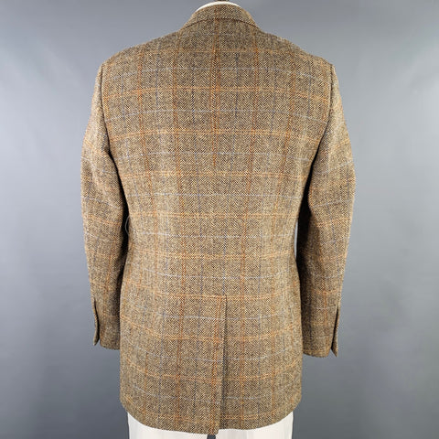 O'CONNELL'S Size 42 Long Brown Beige Herringbone Wool Sport Coat