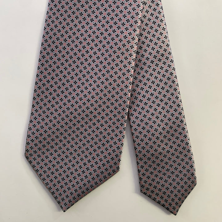 DOLCEPUNTA Silver Red Floral Silk Tie