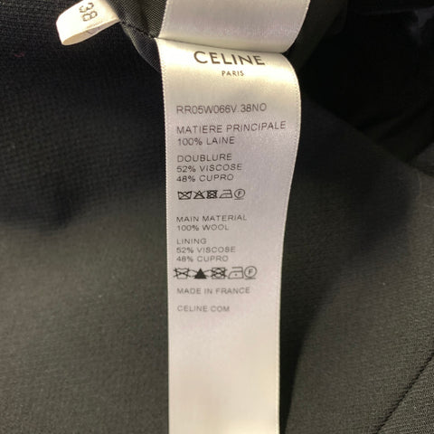 CELINE Size S Black Wool Low Back Knee Length Cocktail Dress