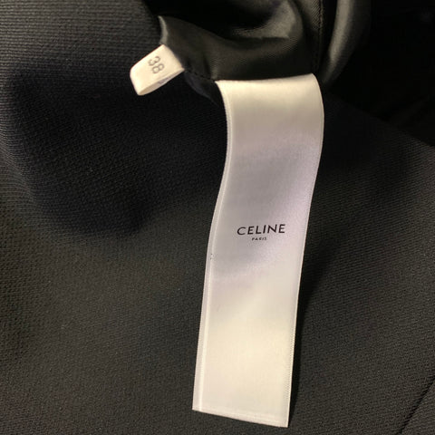 CELINE Size S Black Wool Low Back Knee Length Cocktail Dress