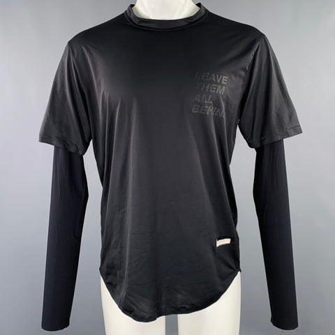 SATISFY Size M Black Graphic Crew Neck Running Pullover