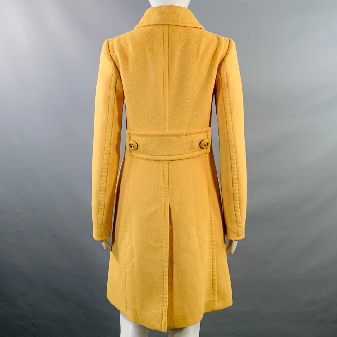 PRADA Size 2 Yellow Virgin Wool Angora Cashgora Single Breasted Coat