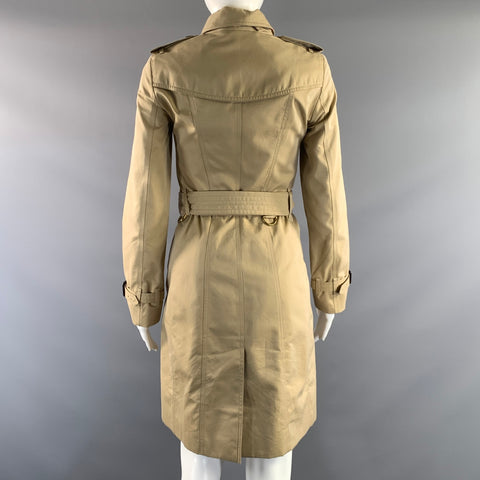 BURBERRY Size 0 Beige Cotton Double Breasted Coat