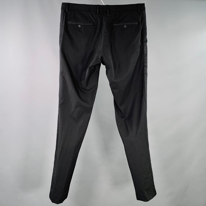 DOLCE & GABBANA Size 34 Black Twill Wool Silk Zip Fly Dress Pants