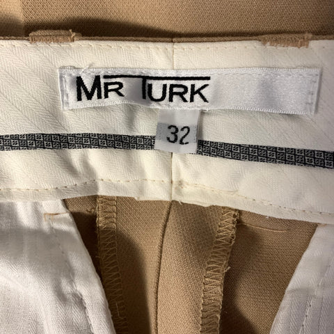 MR TURK Size 32 Tan Solid Polyester Blend Flat Front Dress Pants