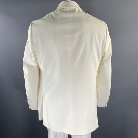 RALPH LAUREN Size 46 White Cotton Notch Lapel Sport Coat