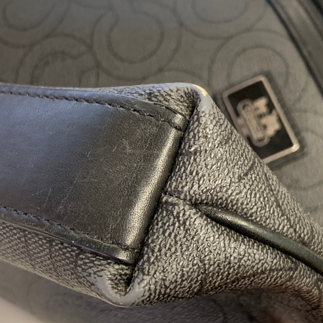 COACH One Size Grey Black Logo Coated Canvas Crossbody Bag