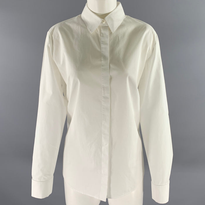 THE ROW Size 12 White Cotton Dress Shirt